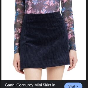 Ganni Navy Blue Corduroy mini Skirt sz 12